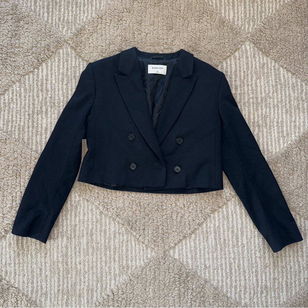 Aritzia Babaton black wool cropped blazer
